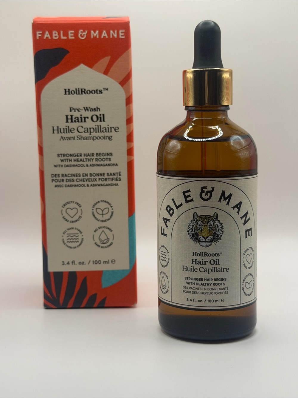 NWT Fable And Mane Holiroots Pre-Wash Scalp And Hair Treatment Oil 3.4 fl oz New